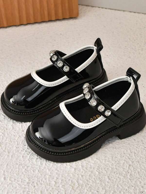 Zapatos de vestir con moño y decorados con perlas para niñas, nuevas llegadas de primavera/otoño 2025