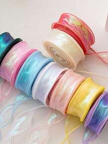 4.0cm/1 Roll About 10 Meters, Colorful Fishtail Yarn Ribbon Ribbon Ribbon Flower Packaging Ribbon Diy Packaging With Colorful Lace Ribbon, Gift Decoration Ribbon, Bag Flower Ribbon, Mother's Day Flower Decoration/Festive Atmosphere Decoration Ribbon, Life Decoration Ribbon, Party Decoration Ribbon