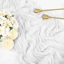 1pc/5pcs 90*180cm Solid Color Table Runner, Minimalist Polyester Tablecloth Decor, Suitable For Dining Table - White - View 4