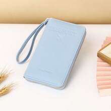 Cartera portapassaporte con bloqueo RFID, cierre con cremallera, correa de muñeca, organizador multifuncional de documentos de viaje, protección de viaje conveniente, elegante estuche para pasaporte | Textura, estuche para pasaporte, accesorios de viaje, artículos esenciales de viaje, bolsa de viaje de vacaciones - Multicolor - Ver 15