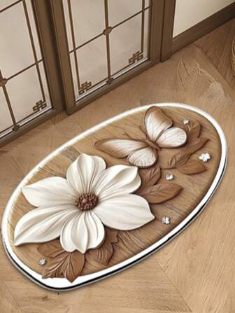 (升级品质) 2025 新款夏季婚礼花卉仿木设计地毯！1 块花卉浴室垫硅胶地毯，多功能地毯，浴室垫，浴室地毯，门垫，小地毯，地毯，地垫，家居装饰，区域地毯，户外垫，家居装饰，区域地毯，卧室地毯，可洗地毯