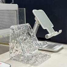 1/2 件水波纹亚克力手机展示架适用于卧室、客厅、办公室、手机和平板电脑休闲支架 - 透明 - 查看 3