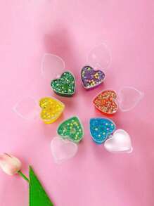 5/20 心形塑料杯带防漏盖可用作蛋奶杯、果冻杯、小调味瓶、小酒杯、蘸料杯、沙拉酱容器、布丁杯、调味料储存容器、透明食品杯、DIY 液体珠、软泥、情人节派对用品 - 彩色 - 查看 6