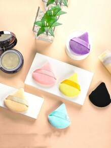 10pcs Triangle Makeup Powder Puff, Makeup Sponge, Fan Shaped Powder Puff, Fingertip Air Cushion Powder Puff