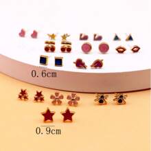 100 piezas de juego de pendientes de esmalte plástico de colores surtidos, estilo minimalista coreano/japonés, sin caja - Multicolor sin caja - Ver 5