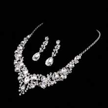 2pcs Necklace & Earring Set, Exaggerated Bridal Wedding Dress, Party, Banquet Accessories, Premium Matching Jewelry Set