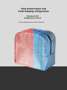 1pc Portable Polyester Lunch Bag,Cute Cartoon Bear Patched Durable Food Storage Bag For Picnic Bear Pattern Insulated Lunch Bag, Insulated Bento Box Bag, Thick Aluminum Foil Lunch Tote, Cooler Picnic Handbag, For Work And Outdoor Portable Lunch Box Bag, Lunch Bag, Work And School Storage Bag, Teacher Storage Bag, Classroom Bag, Classroom Storage Bag. A Gift For A Woman, A Gift For A Man. - Multicolor - View 7