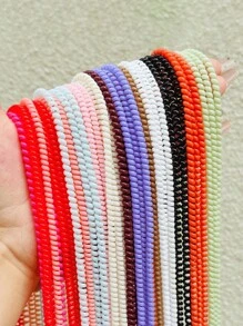 4.6ft Braided Charger Protector - Anti-Snap Spring Sleeve For USB Cables Headphones ,Cord Organizer, Durable Phone Charger Saver For Travel, Car, Desk, College Dorm Essentials - Multicolor - View 2