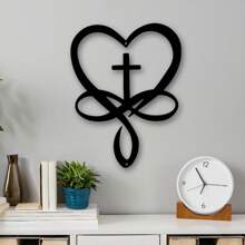 1pc Cross And Heart Shaped Iron Ornament - Suitable For Indoor/Outdoor, Applicable For Living Room, Patio And Balcony, Home Decor, Room Decor, Wall Decor Gifts Birthday Graduation
