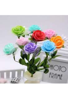 144pcs Artificial Mini Rose Mixed Color Paper Flowers, Handmade Small Flowers Crafts, Micro Flowers For Wedding Bouquet, Papercraft, DIY Scrapbooking Decor With Stems