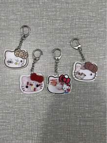 Sanrio 1 pieza Llavero con gatito de dibujos animados que se mueve, dije adorable de gato para mochilas y bolsos, regalo perfecto para cumpleaños, Pascua, accesorios adorables (estilo aleatorio)