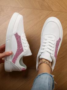 New Casual Leather Low-Top Lace-Up Flat Skate Shoes, Fashionable & Comfortable For Teenage Girls, Non-Slip Shock-Absorbing Sporty Sneakers For Middle/High School Students, Suitable For Outdoor Activities & Daily Wear