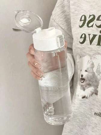 1 件 350/550/800ml 便携式大容量透明运动水瓶 - 防漏、轻便、适合健身/户外/旅行/办公室、易于携带