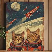1 Pc Vintage Two Cat Posters Home Room DecorWooden Framed Canvas Painting -  Thickness 2.25cm/0.9inch,Home Gift Decoration, Room Decoration Aesthetic, Wall Decoration Art, Perfect Gift, Autumn And Winter Wall Decoration, Living Room Decoration, Bedroom Decoration, Kitchen Decoration, Entry Decoration, Bathroom Decoration, Direct Wall Painting, High Quality Wall Painting Poster