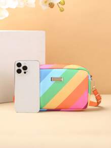 时尚彩虹条纹迷你斜挎包 - 彩色 - 查看 6