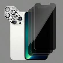 6er Set: 3 Stück Anti-Spähschutz gehärtetes Glas Displayschutz + 3 Stück 3D Kamera Linsenschutz, 1:1 Hochauflösende Klarheit, kratzfest, langanhaltend, geeignet für Apple iPhone X/XR/11/12/13/14/15/16/16Pro/16Plus/16Pro Max/16e Komplette Serie