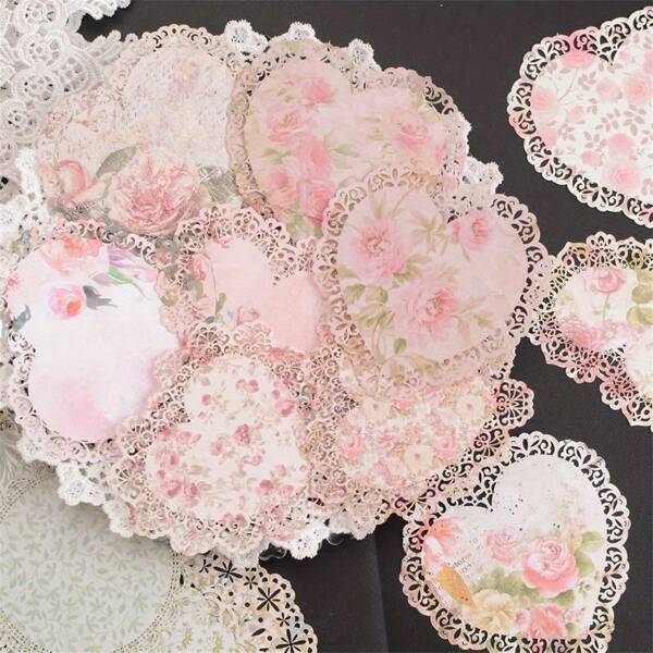 10 Stück Vintage Spitze Papier Aufkleber Set, exquisites lasergeschnittenes Blumenmuster Papier - DIY Karten, Lesezeichen, Postkarten, Scrapbooking und Basteln, Jahrestag Thema Schulmaterialien, Schulanfang