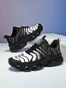 أحذية كرة السلة الرجالية ذات الوسادة، أحذية رياضية مريحة ومانعة للانزلاق وقابلة للتنفس ومانعة للصدمات، أحذية رياضية خارجية كاجوال مريحة قابلة للتنفس للرجال - كل شيء باللون الأسود - مشاهدة 2