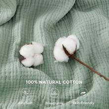 Bedsure% Cotton Muslin Blankets Adults Large Throw 50x70 Inches - 4-Layer Breathable And Lightweight, Soft Boho Gauze Muslin Cotton Blanket Couch Decor Travel Summer, Linen Beige - 00 - Xanh lá cây xô thơm - Xem 2