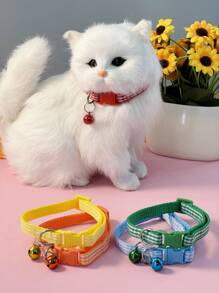 Collar ajustable con cuadros y campanilla para gatos, collar para mascotas estilo cuadros a la inglesa