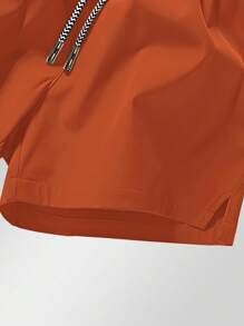 Men's Anti-Lost Zipper Pocket Drawstring Waist Sports 3/4 Shorts