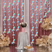 Banner a tema marino di 4 metri con elementi di meduse, sirene, stelle marine e conchiglie. Adatto per decorare sfondi di feste, decorazioni per la casa, lauree, Festa del papà, Festa della mamma, feste di compleanno, feste a tema, feste estive, decorazioni per camera da letto, compleanni
