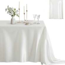Rectangular White Tablecloth - 145 X 260cm - Stain And Wrinkle Resistant Washable Polyester Tablecloth, Table Runner, Mother's Day Gift, Holiday Decoration, Dining Table Decor, Home Decor, Suitable For Buffet, Dining Table, Coffee Table, Party, Birthday, Cafe, Banquet, Picnic, Barbecue, Indoor, Outdoor And Daily Use Summer Gifts Wedding Beach Back To School School Supplies Room Decor