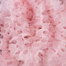 1 Roll 2M 12cm Pleated Beaded Tulle Lace Ribbon Flower Wrapping Satin Ribbon Bouquet Tapes With Shiny Pearls - Multicolor - View 3