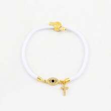 1pc New Classic Pave Zirconia Eye Cross Pendant Colorful Adjustable Rope Bracelets For Women - Bracelet - View 3