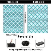Large Outdoor Rug Waterproof 180 X 270 Cm Picnic Blanket Reversible Mat Plastic Rug UV Resistant RV Camping Rug Garden Rug Lightweight Outdoor Rug For Patio Beach Balcony Deck BBQ (Blue White) - 180 x 270cm - View 2