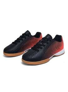 1 双儿童男孩和女孩同款高品质时尚校园室内防滑耐磨舒适儿童足球运动鞋综合训练运动鞋 - 橘色 - 查看 2