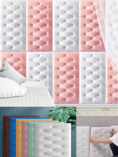 Papel de parede de espuma em relevo com imitação de couro, macio e texturizado, adesivo de parede de espuma autoadesivo, reutilizável e cortável, fundo decorativo para quarto, revestimento de parede à prova de som e espesso, pacote macio para cabeceira, à prova d'água, à prova de umidade, à prova de poeira e à prova de colisão, papel de parede à prova d'água, presentes, aniversário, formatura, decoração de casa, decoração de parede, decoração de banheiro, decoração de quarto, coisas, decoração de sala de estar, decoração de casa, decoração de casa, sala de estar, arte de parede, adesivos de parede