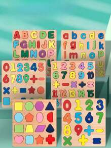 1/3pcs Wooden Digital Alphabet Geometric Building Blocks Hand Grab Board Toys Children's English Early Education Jigsaw Puzzle Toys Children's Digital Puzzle Building Blocks Early Childhood Education Wooden Matching Teaching Toys