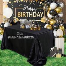 1/2 件装柔软缎面长方形桌布，57.87*102.36/120.08 英寸，适用于餐厅、节日晚宴、婚礼、派对、宴会桌，紫色（数量可选） - 純色 - 查看 26