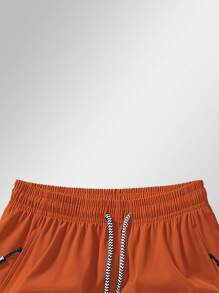 Men's Anti-Lost Zipper Pocket Drawstring Waist Sports 3/4 Shorts