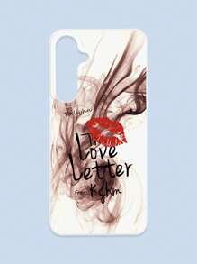 Lipmark & Smoke Pattern White Cellphone Case, "Love Letter" Romantic & Personalized Slogan Phone Case, Compatible With Iphone & Galaxy, IPhone 11/13/14/15/15 ProMax/16/16 Pro/16 Plus/16 ProMax, Galaxy Phones - Multicolor - View 56