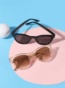 1/2 件装 青少年 12-16 岁 亚克力圆形镜框时尚眼镜，适合假日外出和作为节日礼物