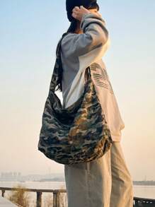 新款2025女士大容量帆布包，多功能户外露营徒步探险手提包，休闲简约拉链单肩包，适合日常使用，学校，短途旅行，大学生 - 彩色 - 查看 4