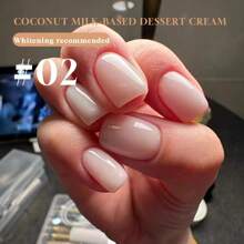 Miss Comoy Esmalte de Unha Transparente Vermelho da , Branco Coco, 15ml, 2025 Nova Cor Branco Jade Primavera e Verão Popular, Pedra Branca Leitosa, Duradouro, Terapia de Luz