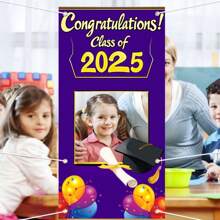 HEGO 2025 Creative Graduation Ceremony Flag: 89.99 X 179.98 Cm Polyester Material, Suitable For Indoor And Outdoor. With Hollow Cap Design, Easy To Hang, Adds Vitality To Parties And Celebrations. Multipurpose Decor, Applicable To Entrances, Rooms, Garden Gates, No Electricity Needed, Easily Creates A Celebratory Atmosphere.
