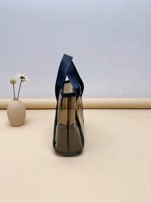 Transparent PVC Beach Bag, Transparent Small Handbag - Brown - View 4