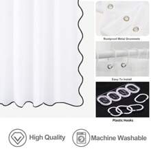 1 件多色波浪边浴帘，现代涤纶扇形防水浴帘，适用于家庭/酒店/公共浴室，含白色挂钩