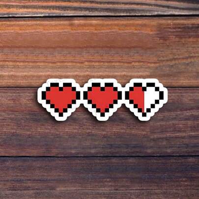 3 英寸“Pixel Hearts 热爱游戏贴纸 - 非常适合笔记本电脑、水瓶、日记本和浪漫空间 | 非常适合游戏玩家、流行文化迷、情侣和怀旧爱好者 | 送给朋友、家人和爱人的理想礼物 | 适合游戏主题装饰、浪漫和像素艺术爱好者的迷人贴纸”
