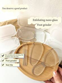 Tablero de esmerilado de pie de vidrio nano ovalado transparente de 9 cm para eliminación de callosidades. La lima de uñas de 9 cm es adecuada para el cuidado y mantenimiento diario de manos y pies