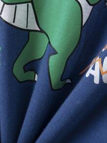 2pcs/Set Kids Short Sleeve Shorts Dinosaur Pajamas Set, Boys Cartoon Dinosaur Print Thin Sleepwear Suit For Summer - Multicolor - View 5