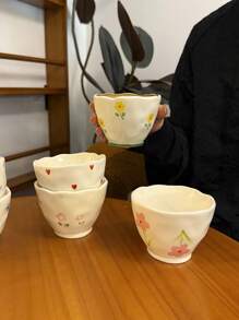 1 pièce Tasse à café/lait/jus/dessert en céramique asymétrique avec poignée mignonne, style Ins, idéale pour le petit-déjeuner, le thé de l'après-midi, ou comme cadeau pour la famille et les amis.