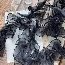 1 Roll 2M 12cm Pleated Beaded Tulle Lace Ribbon Flower Wrapping Satin Ribbon Bouquet Tapes With Shiny Pearls - Multicolor - View 10