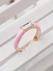 1 Open-Ended Ring Bohemian Candy Color Drip Oil Rectangle Glass Stackable Ring For Women - Statement Jewelry Gift - Geometry - View 21