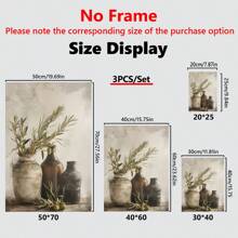 Set de 3 lienzos de arte moderno y vintage sin marco con rama de olivo - Perfecto para decoración de sala de estar y dormitorio, arte de pared, póster