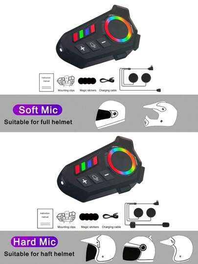 Fone de Ouvido Bluetooh com Controle de Voz para Capacete de Moto